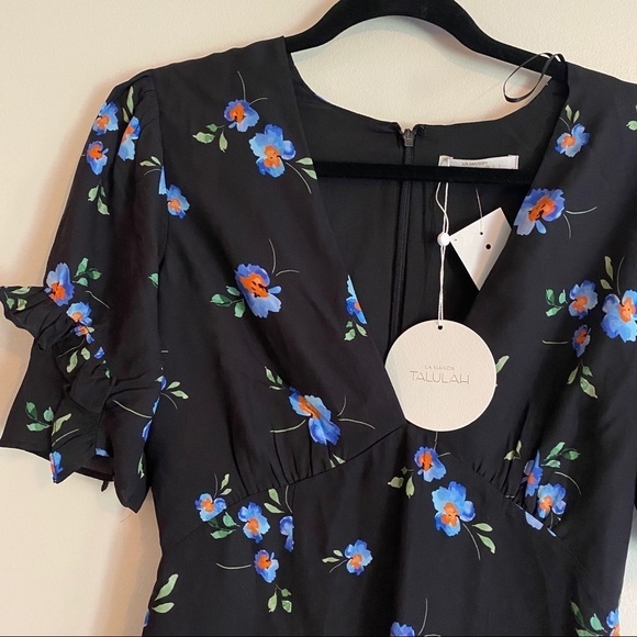 NEW TALULAH Azure Flounce Plunge Neck Mini Dress - Picture 7 of 10